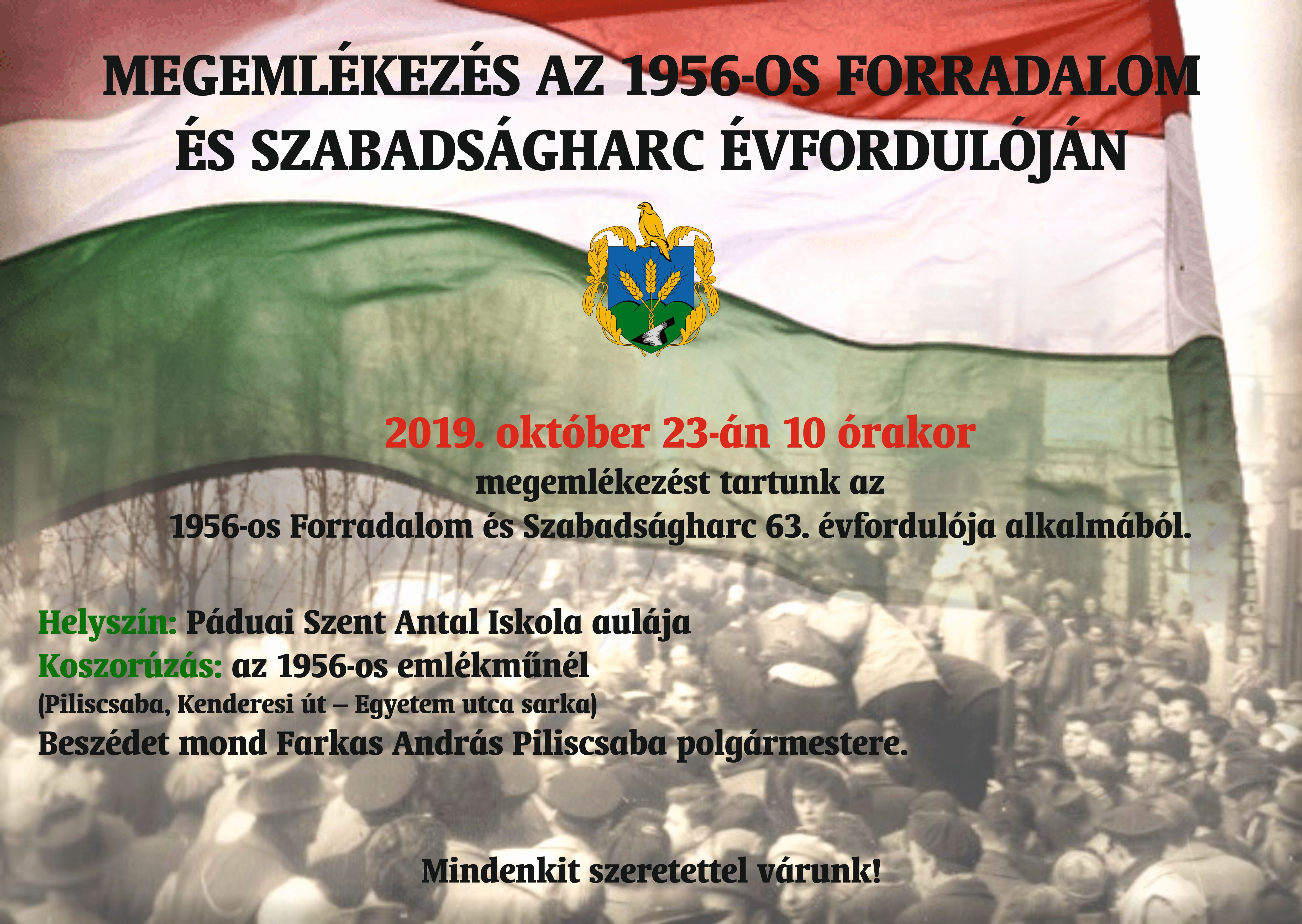 Megemlékezés az 1956-os Forradalom és Szabadságharc 63. évfordulója alkalmából