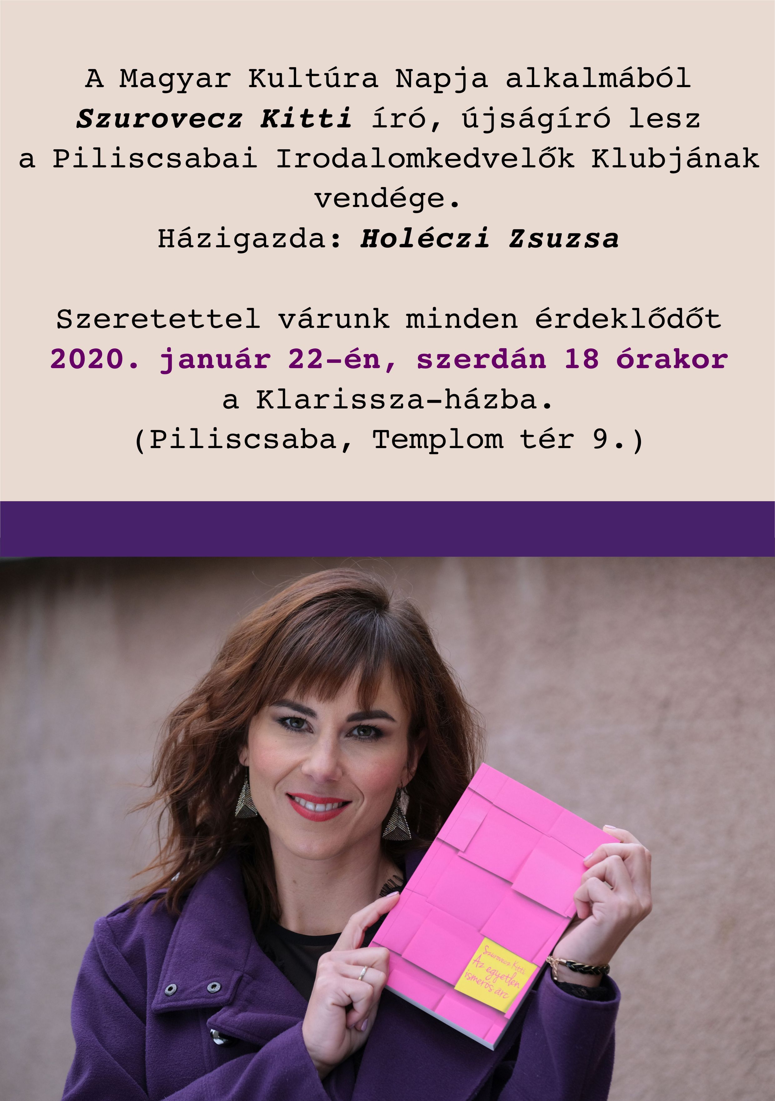 A Magyar Kultúra Napja - a PIKK vendége Szurovecz Kitti író, újságíró